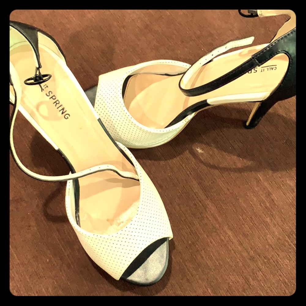 Black and white peep toe heels from Call It Spring